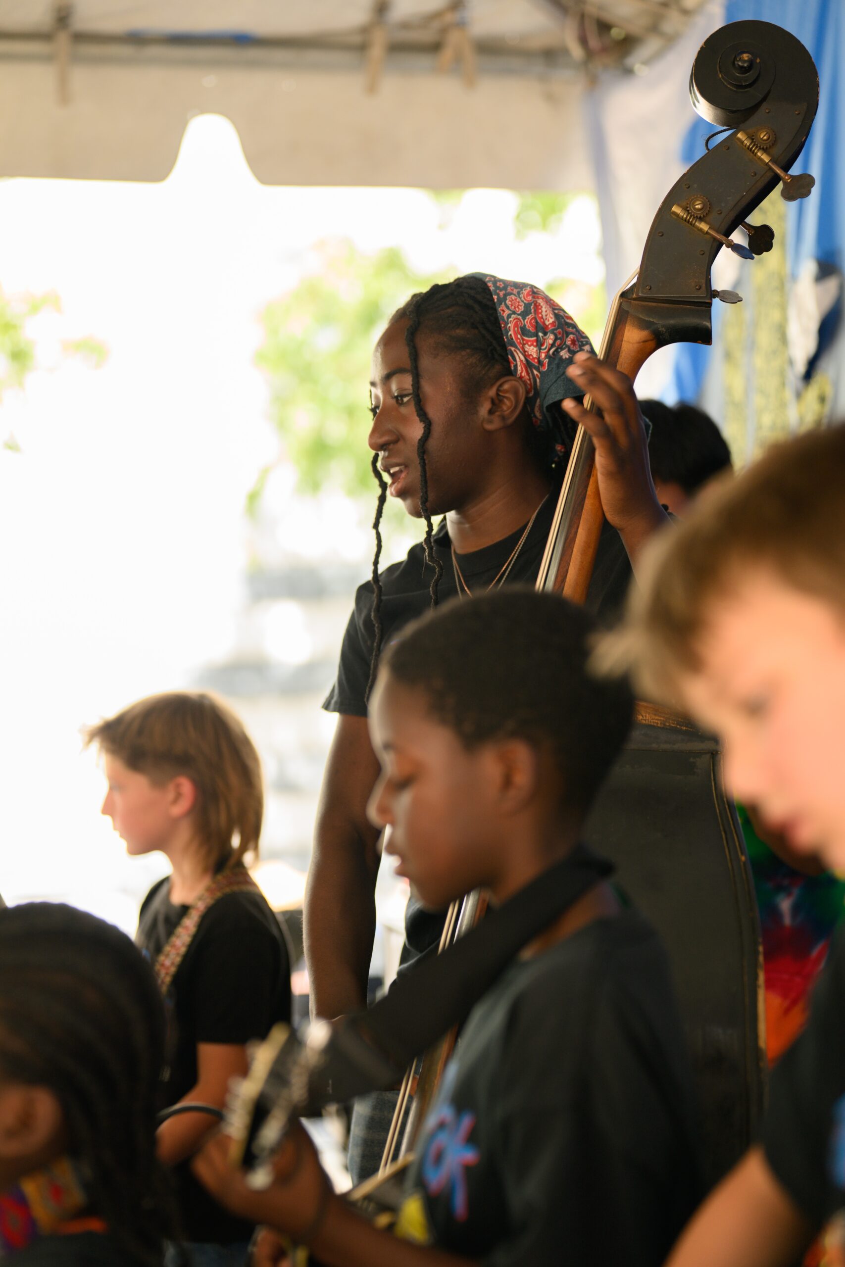 A diverse group of youth performing